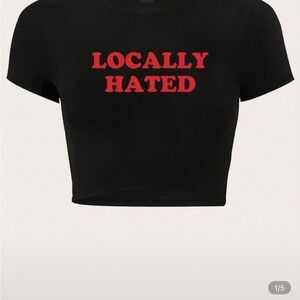 Black Crop Top with Red Print